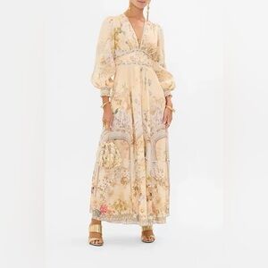 Elegant Boho Floral Maxi Dress – Long Sleeve V-Neck Romantic Cottagecore